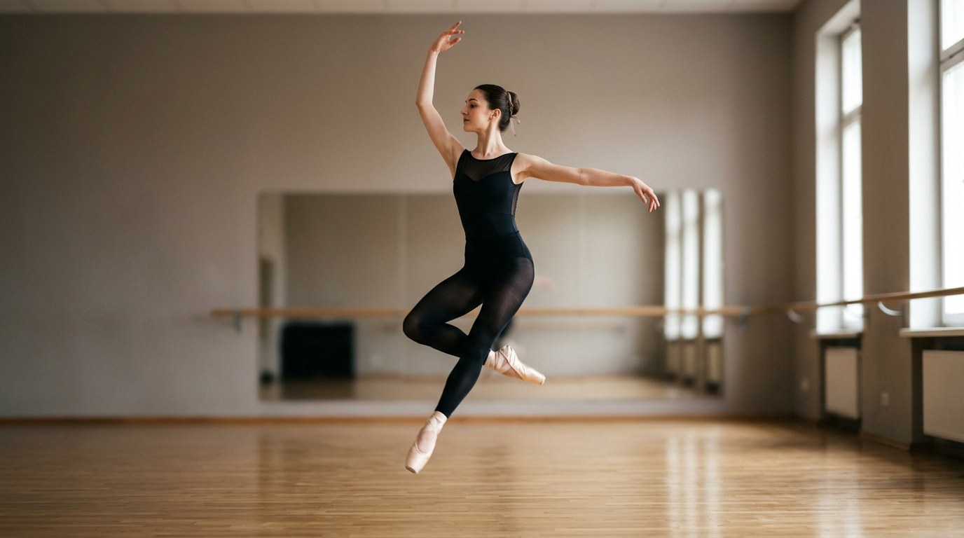 A dancer demonstrating Brisé volé (Flying brisé)
