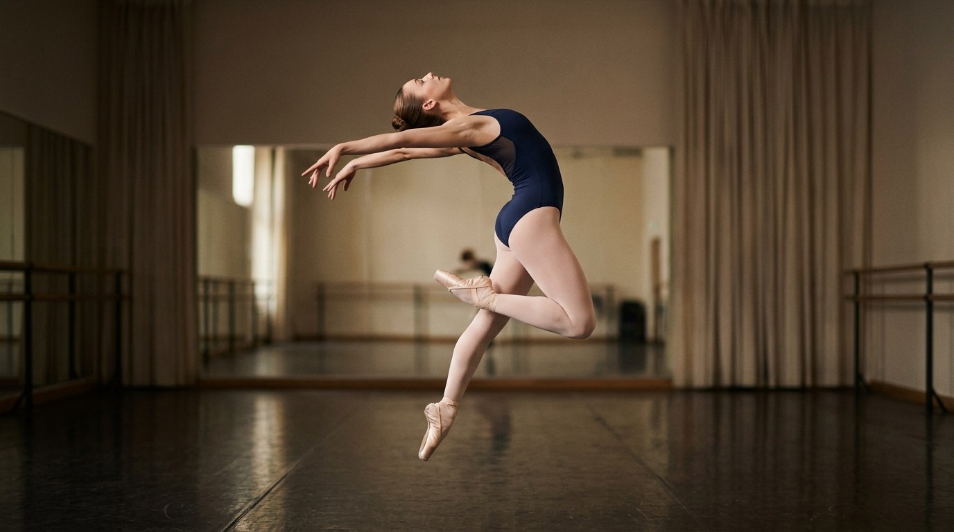 A dancer demonstrating Saut de poisson (Fish jump)