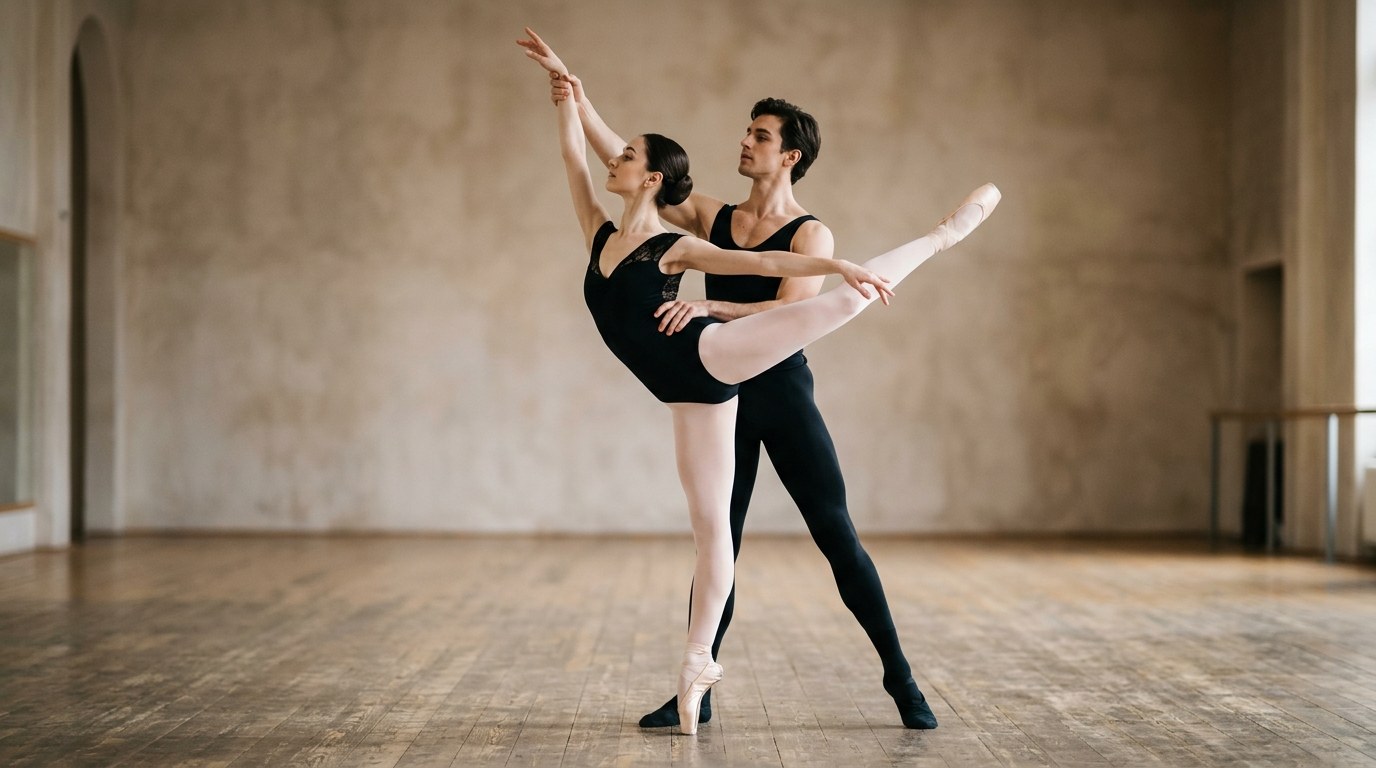 A dancer demonstrating Pas de deux (Dance for two)