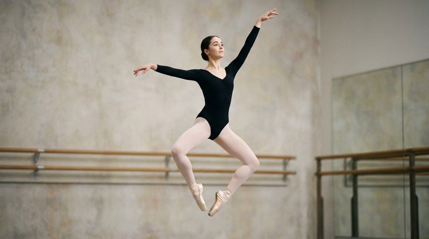 A dancer demonstrating Échappé (Escaped)